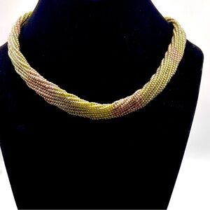 New Elegant Bronze & Green Beaded Necklace Handmade, Excellent Condition